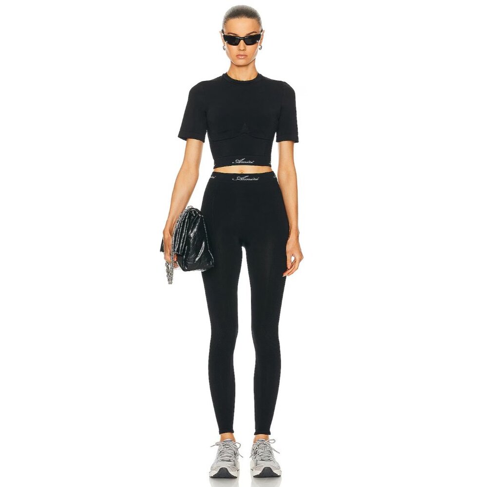 Amiri Seamless Short Sleeve Top in Black - Picture 4 of 4